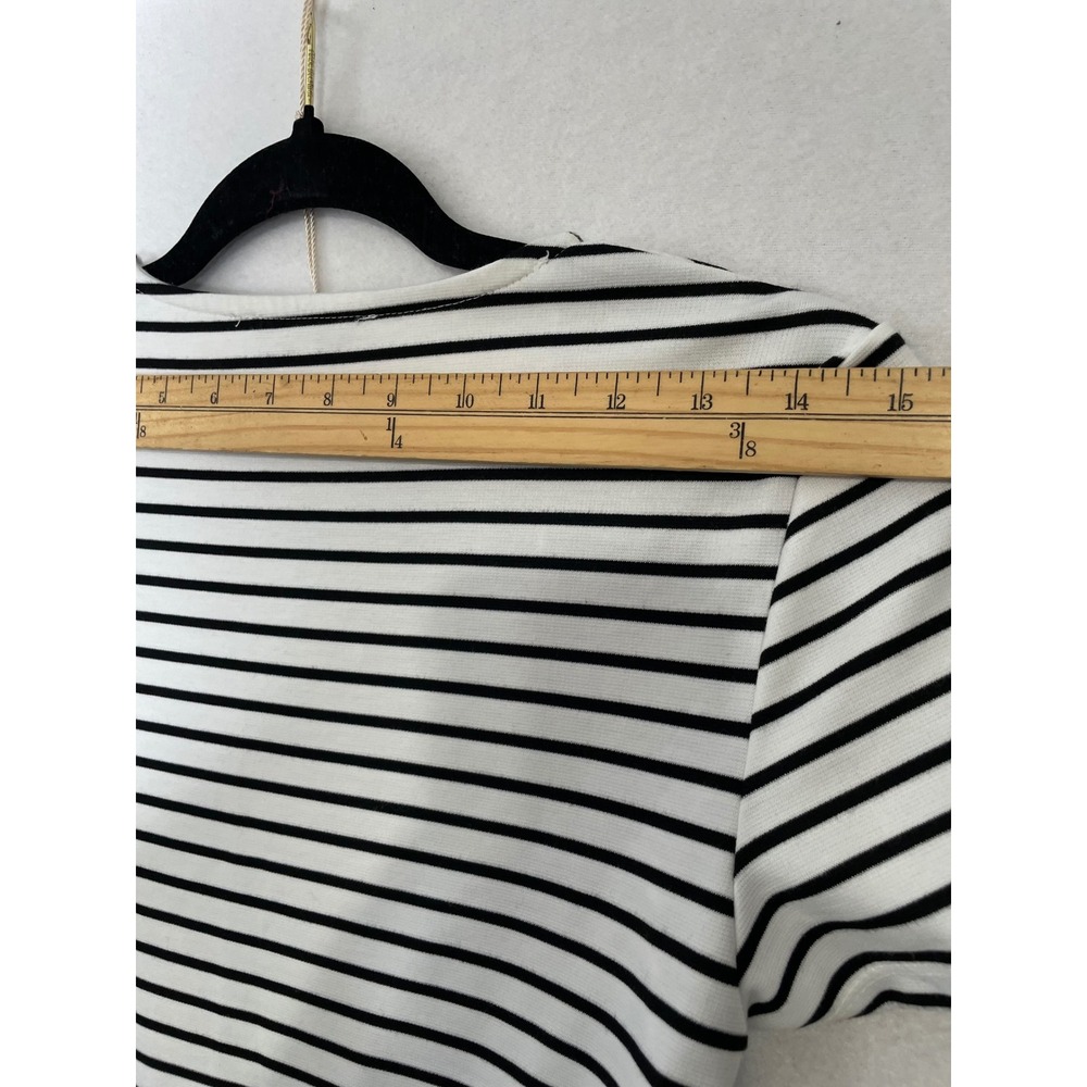 ZARA Trafaluc Bodycon Striped Midi Dress Women S Black White Short Sleeve Sheath - Picture 3 of 10